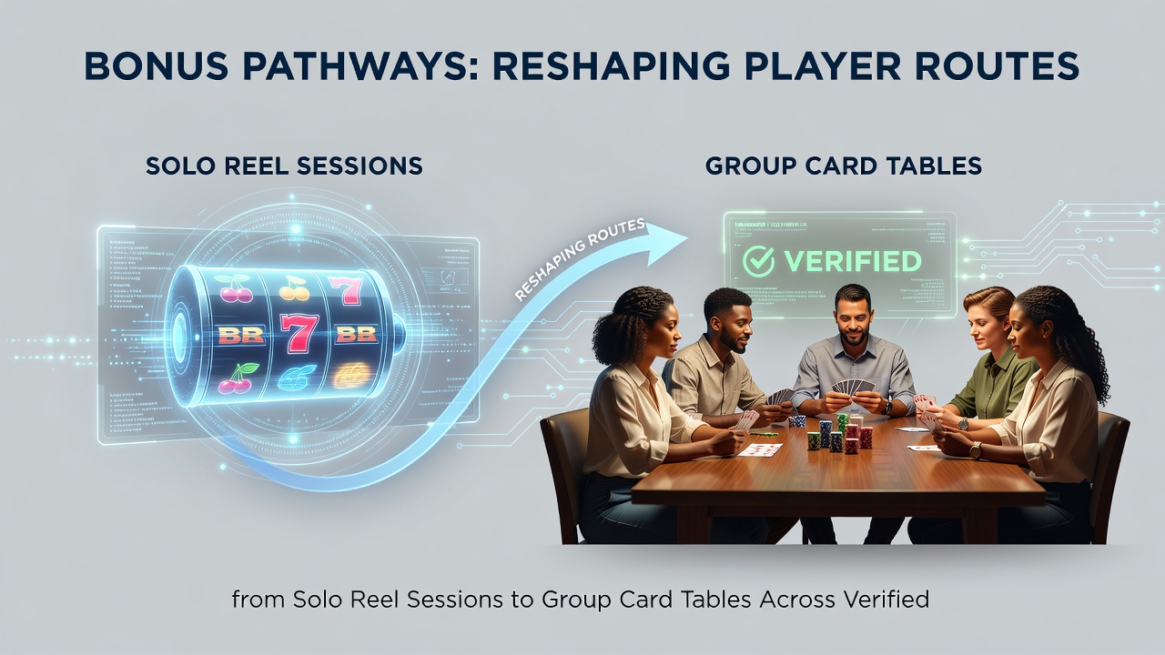 Illustration der Spielerpfade von Walzensessions zu Gruppenkartentischen auf verifizierten mobilen Plattformen