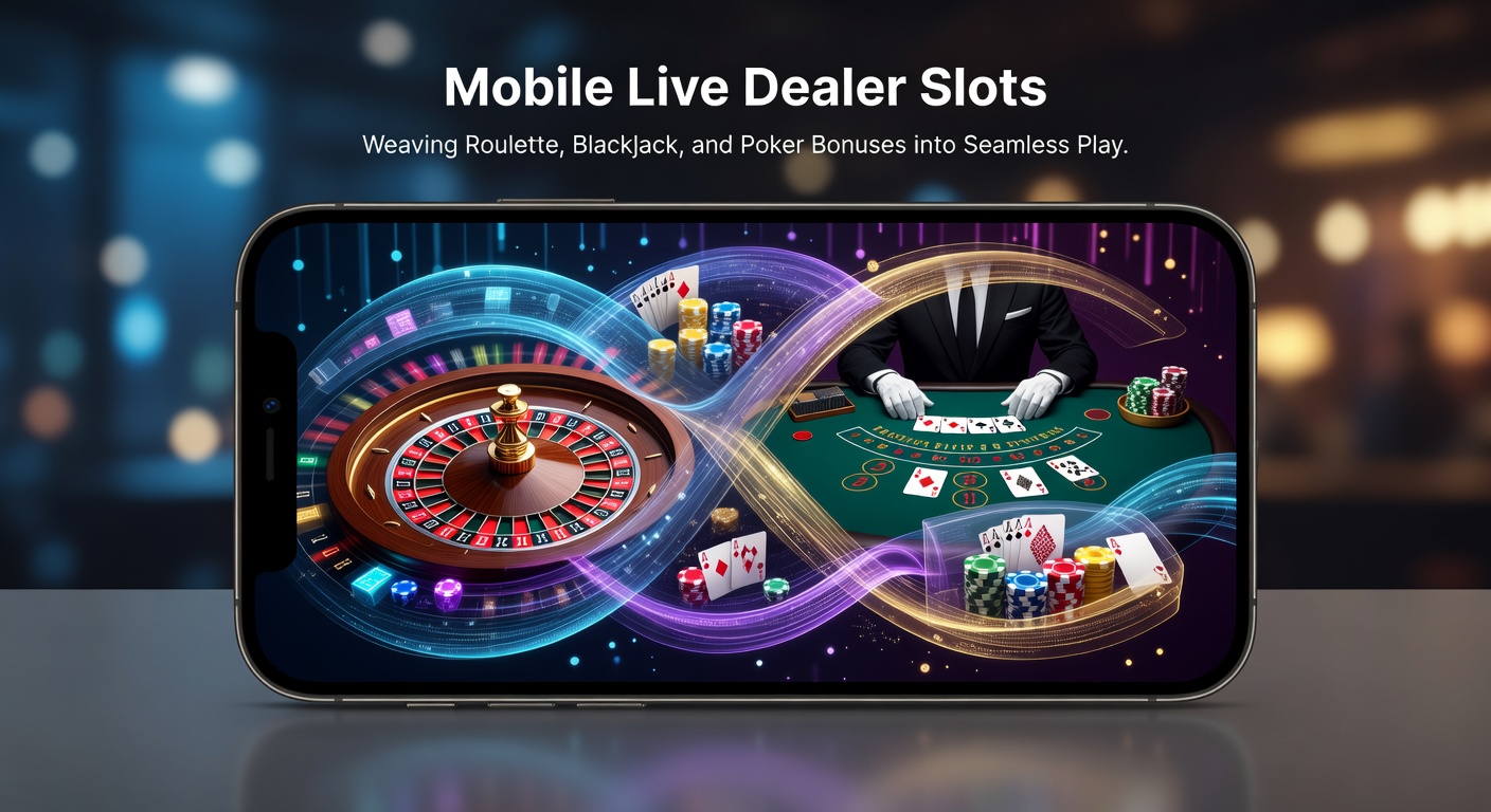 Live Blackjack-Tisch auf Mobile-Gerät mit integrierten Slot-Walzen und Bonus-Anzeige