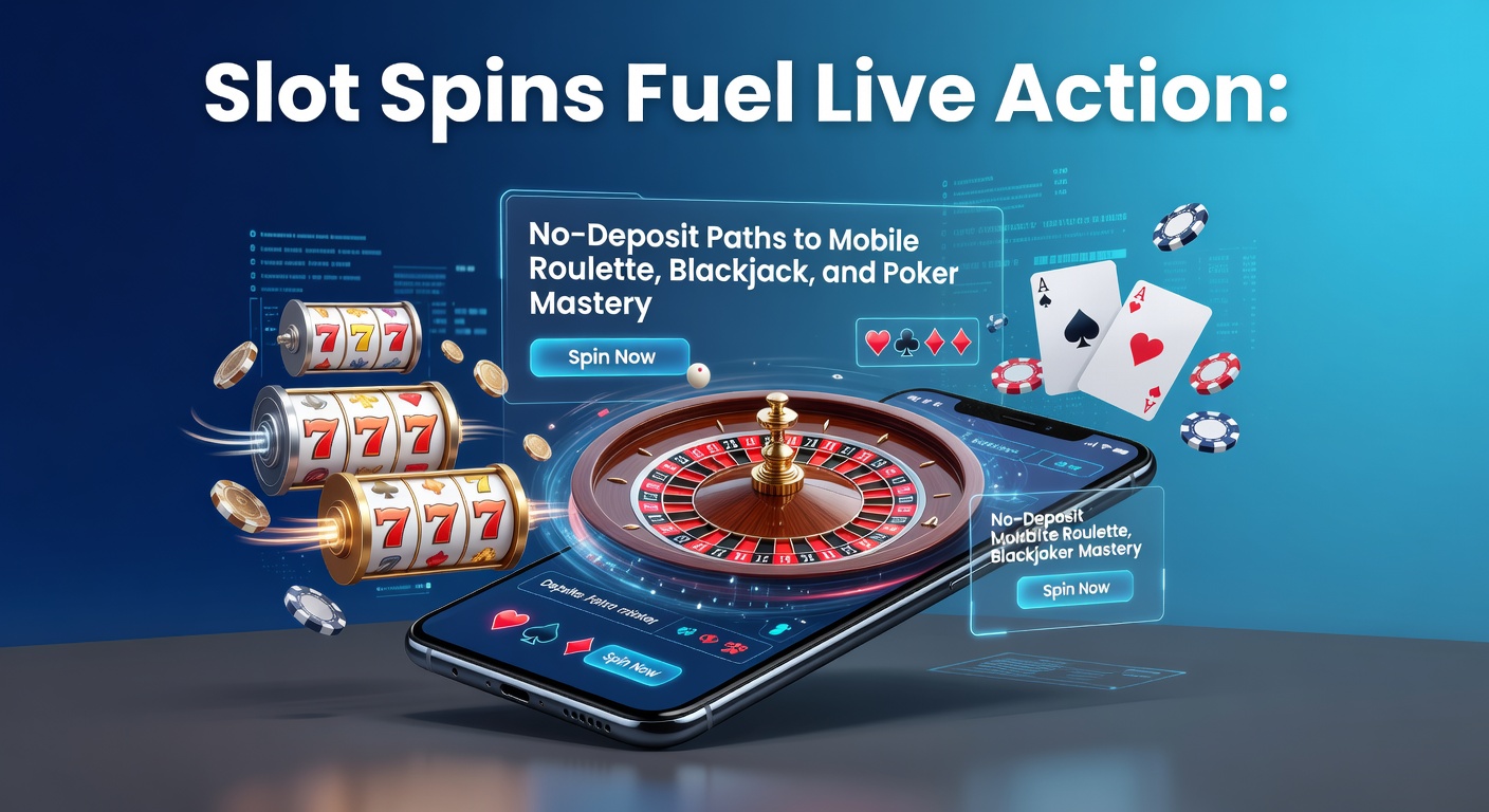 Smartphone mit Slot-Spins und Live-Dealern im Hintergrund, das den Übergang von Slots zu Tischspielen ohne Einzahlung zeigt